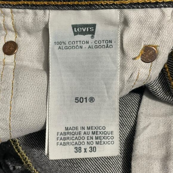 Levis 501 Jeans Mens Size 38 Black Regular Straight Leg Button Fly Denim Jeans - Picture 8 of 11